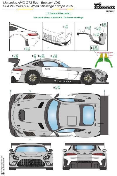 1/24 Decal Mercedes AMG GT3 Evo Boutsen VDS SPA 24 Hours / GT
